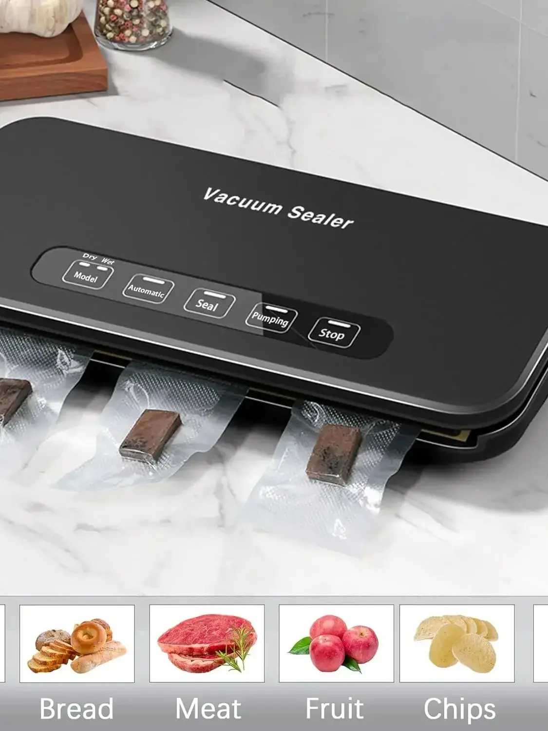 Machine à sceller sous vide sec/humide, avec stockage de sacs, Machine à sceller l'air pour le stockage des aliments et avec Kit de démarrage