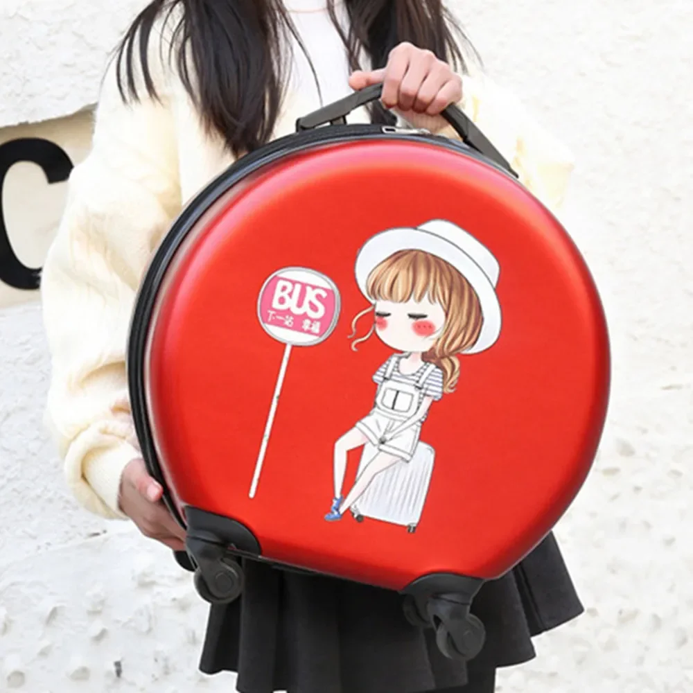 Children's Trolley Case Luggage Bag Cartoon Children Suitcase Small Round ABS Travel Box Boys Girls 4 Wheels Handbags Schoolbag