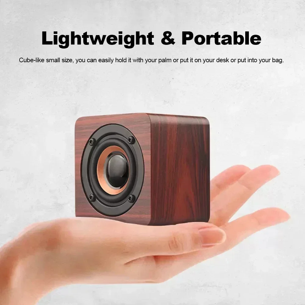 For Phone Laptop PC Retro Wooden Speaker Bluetooth Music Player Wireless Subwoofer Stereo Powerful Bass Theater Sound Box HIFI