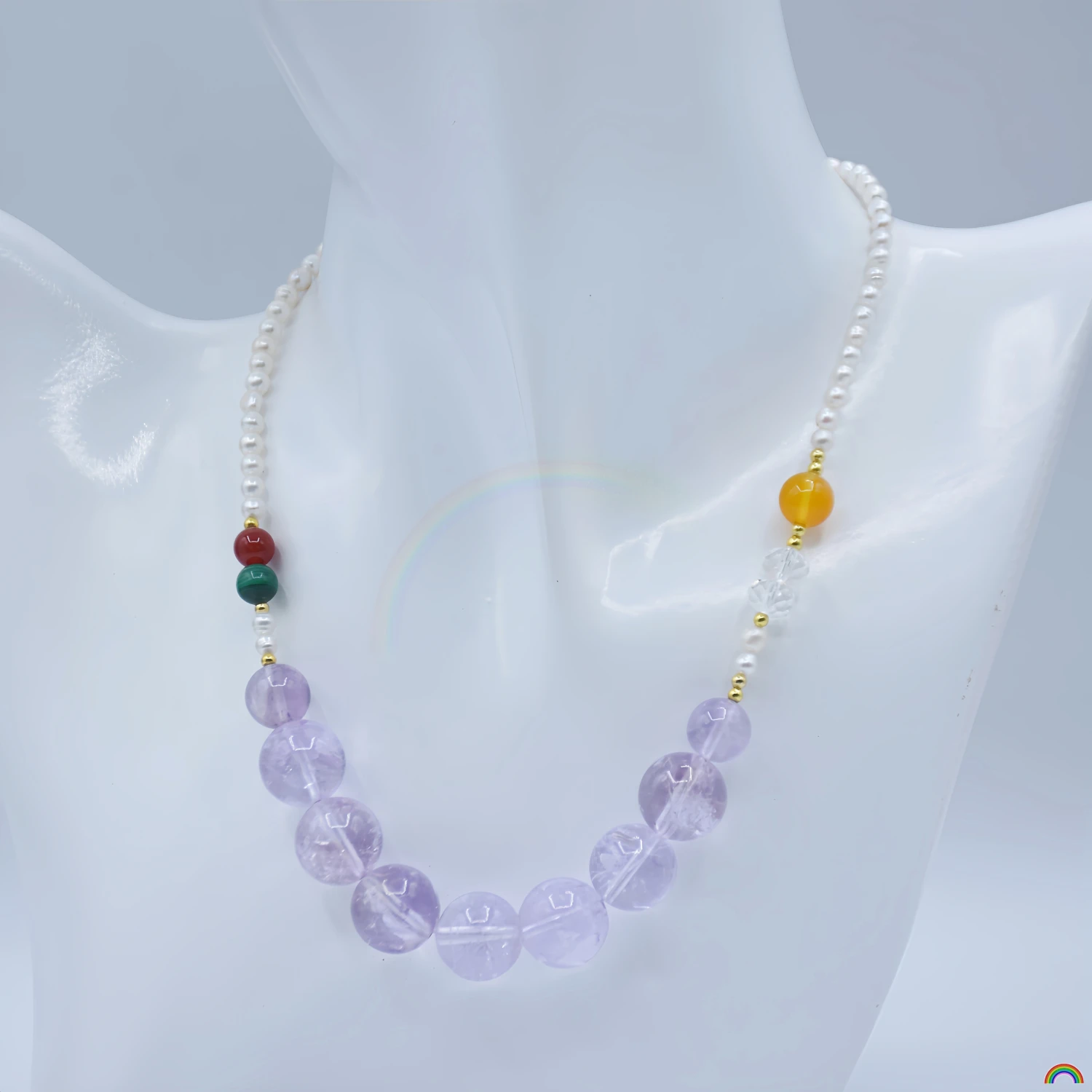Natural freshwater pearl necklace, lavender amethyst, purple Mo pearl, niche, light luxury, versatile collarbone chain, Rwbuy