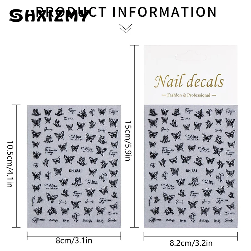 Fresh Butterfly Nail Stickers Japanese Super Immortal Black And White Butterflies Dance Gracefully Wear Nail Stickers