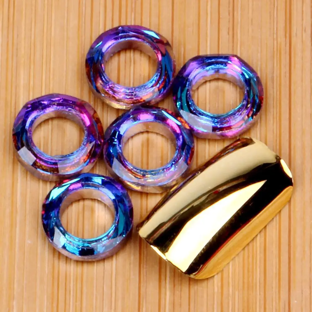 5PCS/Bag 14mm Colorful Hoops Round Angel Cosmic Ring Glass Crystal Sun Catcher Pendant For Jewelry Earrings Bracelet Accessories