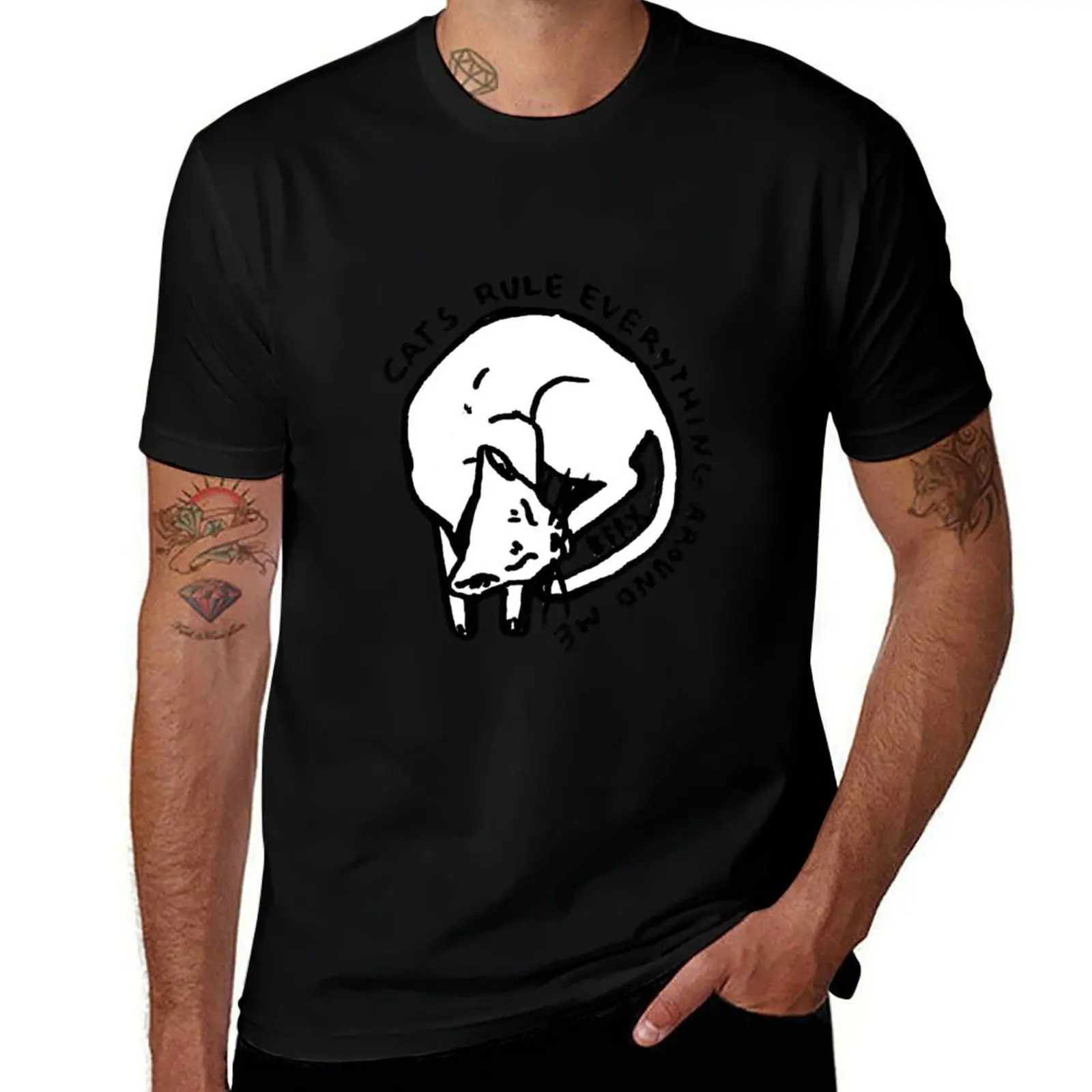 

cats rule everything around me T-Shirt man t shirts graphic t shirt for man 100 percent cotton T-Shirt