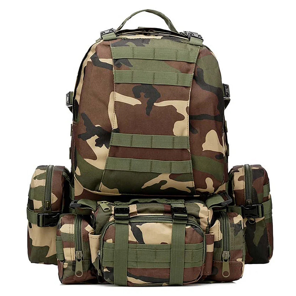 

36-55L Outdoor Tactical Double Shoulder Combination Backpack Multi-purpose Camouflage Hunting Mountaineering Travel Backpack