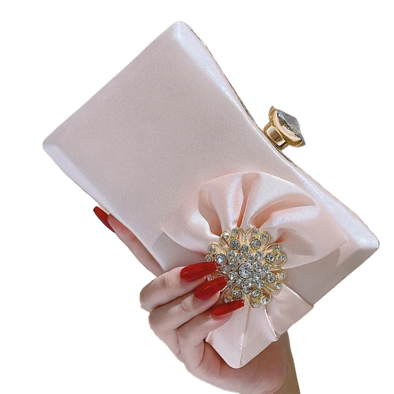 Eye Catching Evening Bag for Ladies Rhinestones Details for Parties and Weddings 066F