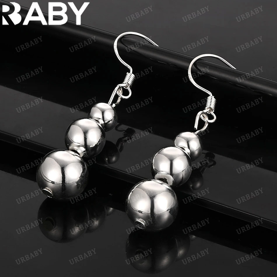 

URBABY 925 Sterling Silver Earrings Three Round Beads Drop Earrings For Women Jewelry Fashion Party and Daily Wear