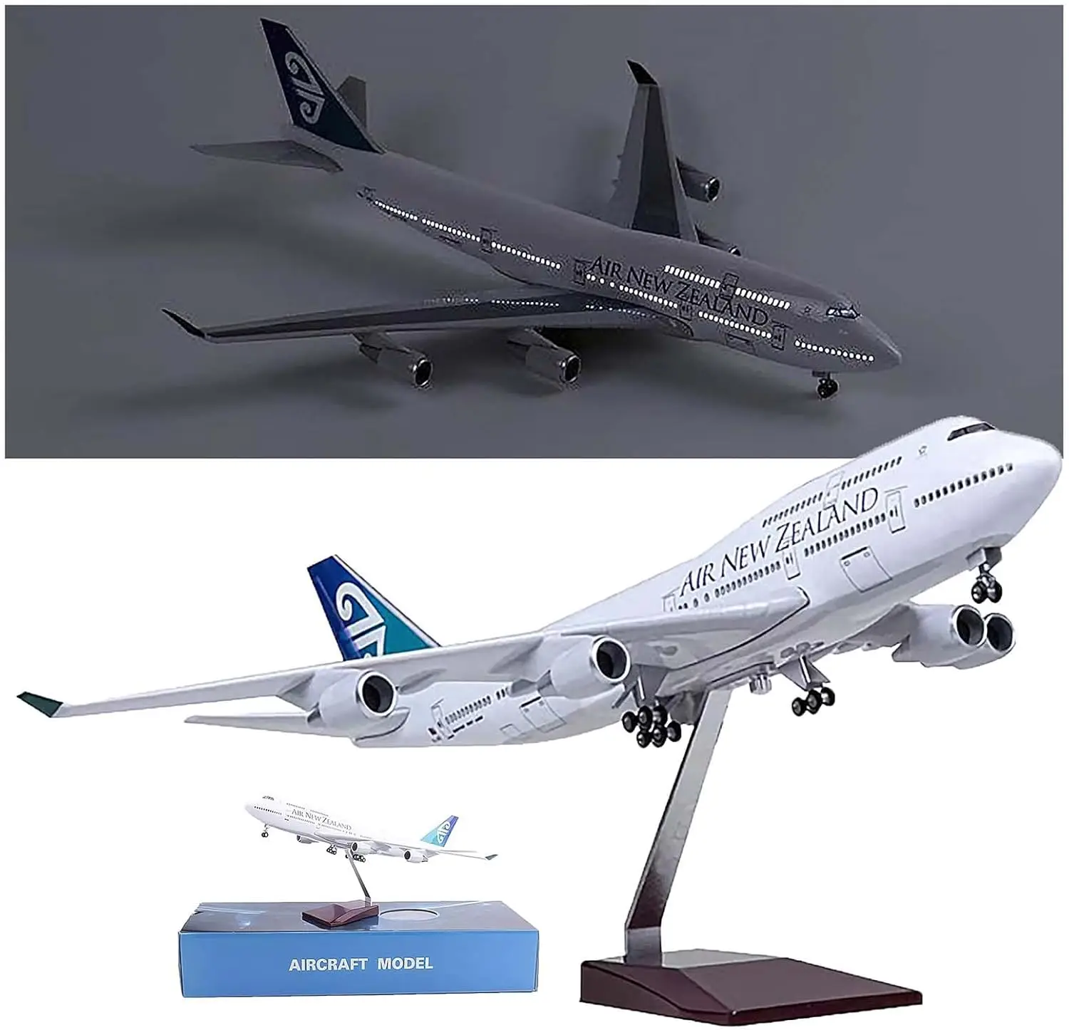 

1:150 Scale Planes Model 47cm New Zealand Airways B747 Resin Diecast Airplane Toy With Light And Wheels For Kids Collection Gift