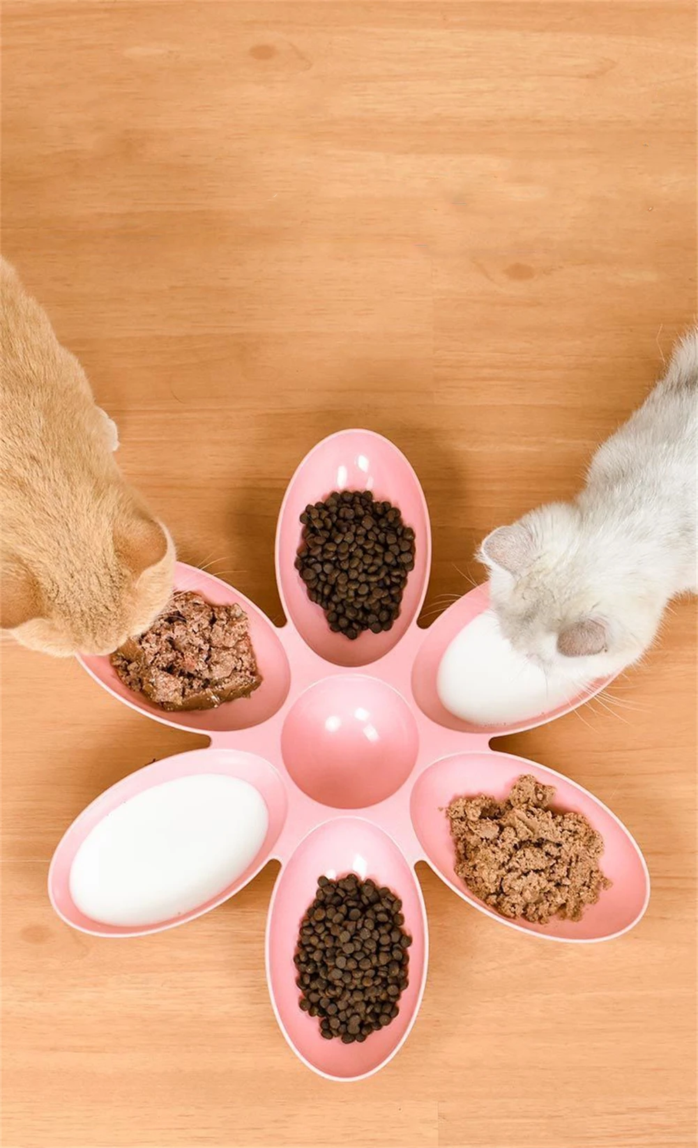 Katzenschüssel, Mehrfach-Katzenblütenförmige Futterschüssel, Spezial-Milchschüssel für Babykatzen, Multifunktionale Katzen- und Hundefutterschüssel, Verbesserte Tierfutterzeit – Detail 5