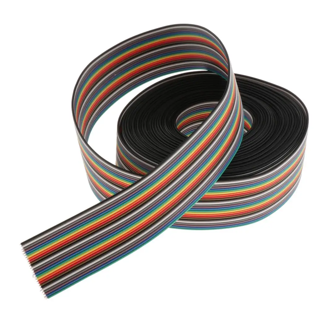 26pin Rainbow Ribbon Cable 5M Multicolor Copper Wire Durable Flat Wiring Cord for Breadboard Connections and Prototyping