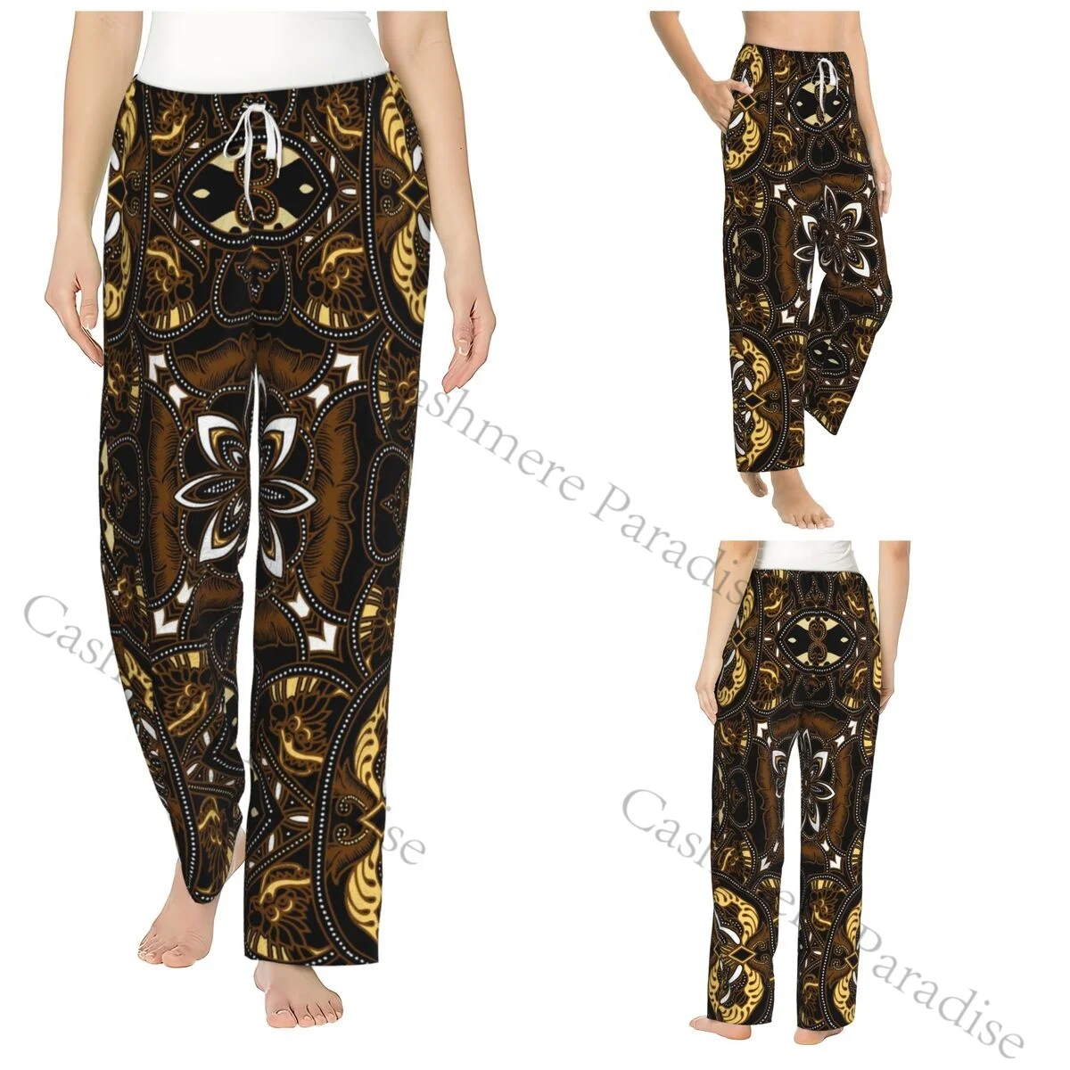 

Golden Women Sleep Pants Warm Flannel Lounge Pants for Winter Nights