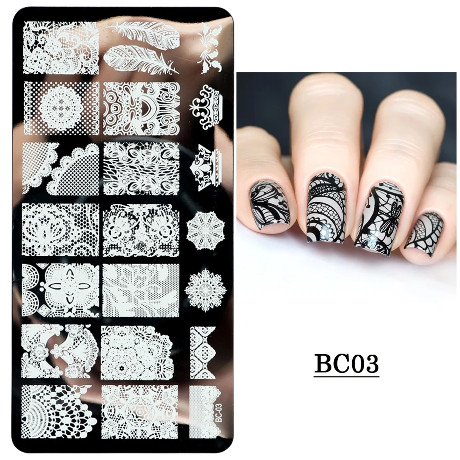 1pcs Nail Stamping Plates Lace Flower Leaf Butterfly Mandala Design Stamp Template for Printing Manicure Stencil Tools LYBC01-20