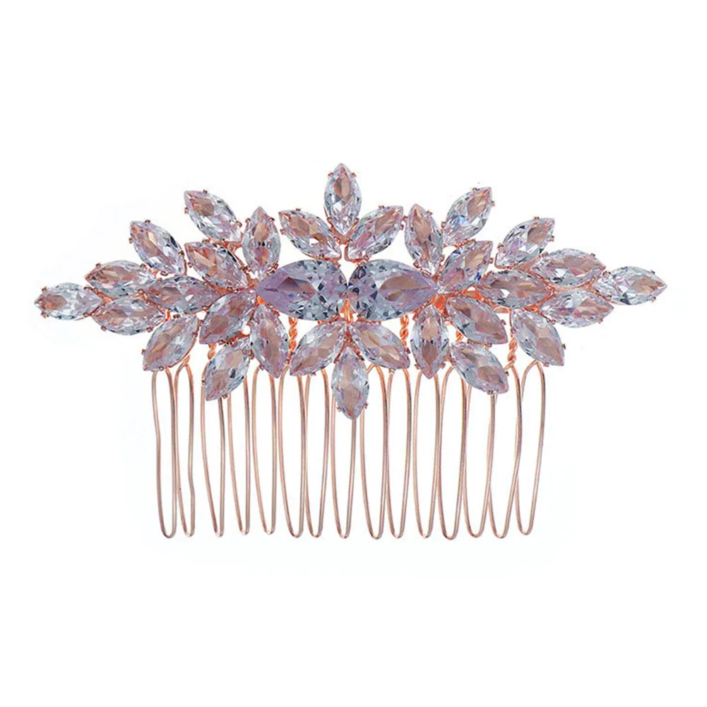 Shiny Hair Comb Exquisite Rhinestone Leaf Side Hair Clips Hair Accessory for Women Girls Minimalist Hair Accessories TEN