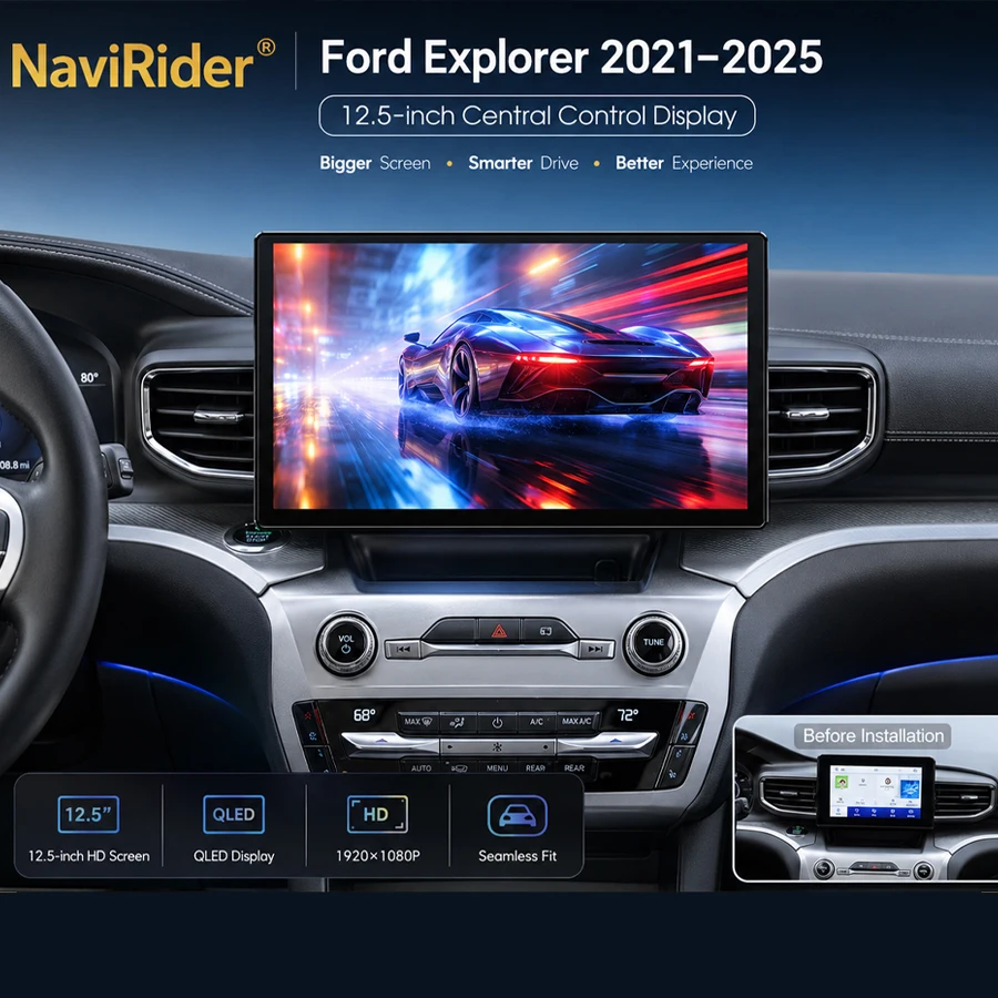 12.5Inch Android 15 Wireless Carplay Touch Screen For Ford Explorer 2021 2022 - 2025 Car Stereo Multimedia Player GPS Navigation