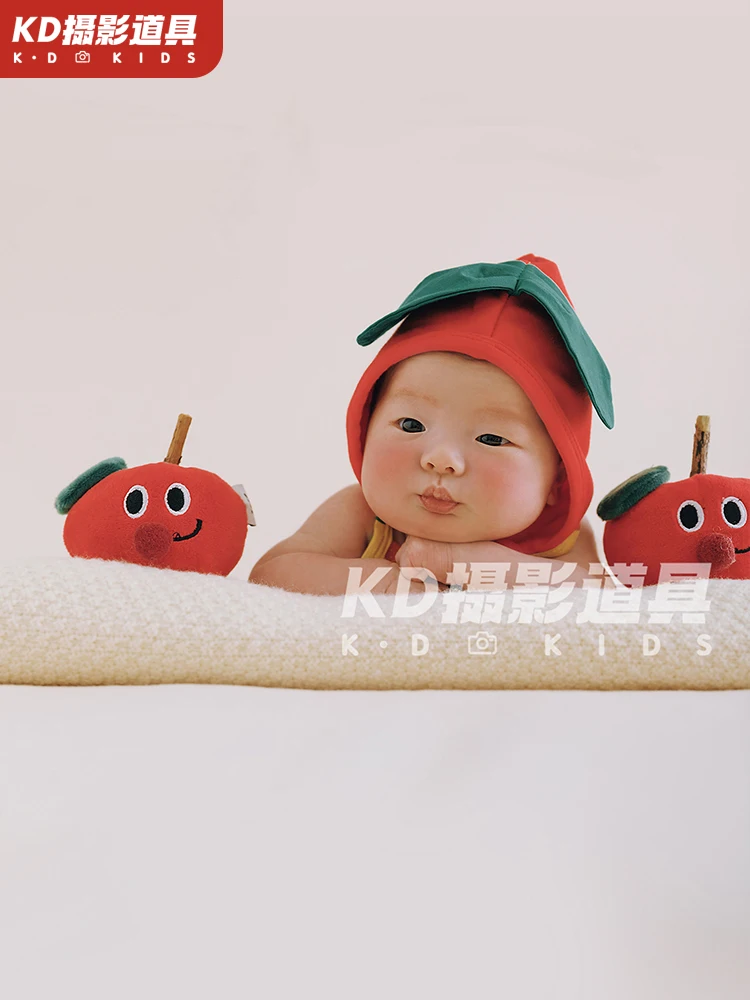 Newborn Infants and Babies Photography Props for Full Moon Babies Retro Style Apple Clothes Headgear Studio 아기 코스프레