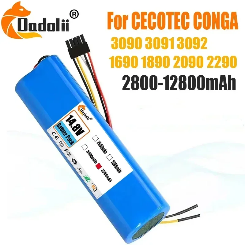 

14.4V 12800mAh Battery Pack 100% New for For CECOTEC CONGA 3090 3091 3092 1690 1890 2090 2290 Robot Vacuum Cleaner Accessories