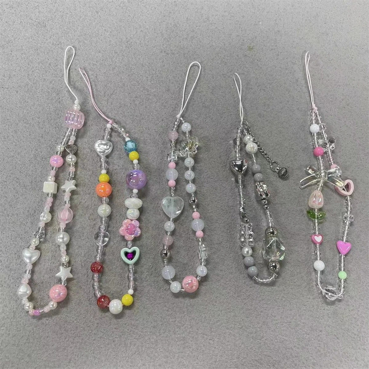 

Y2K браслет для телефона со стеклянными бусинами и цветами, Очаровательная цепочка с узлом, брелок для женщин и девушек, искусственная женская сумка для Airpods