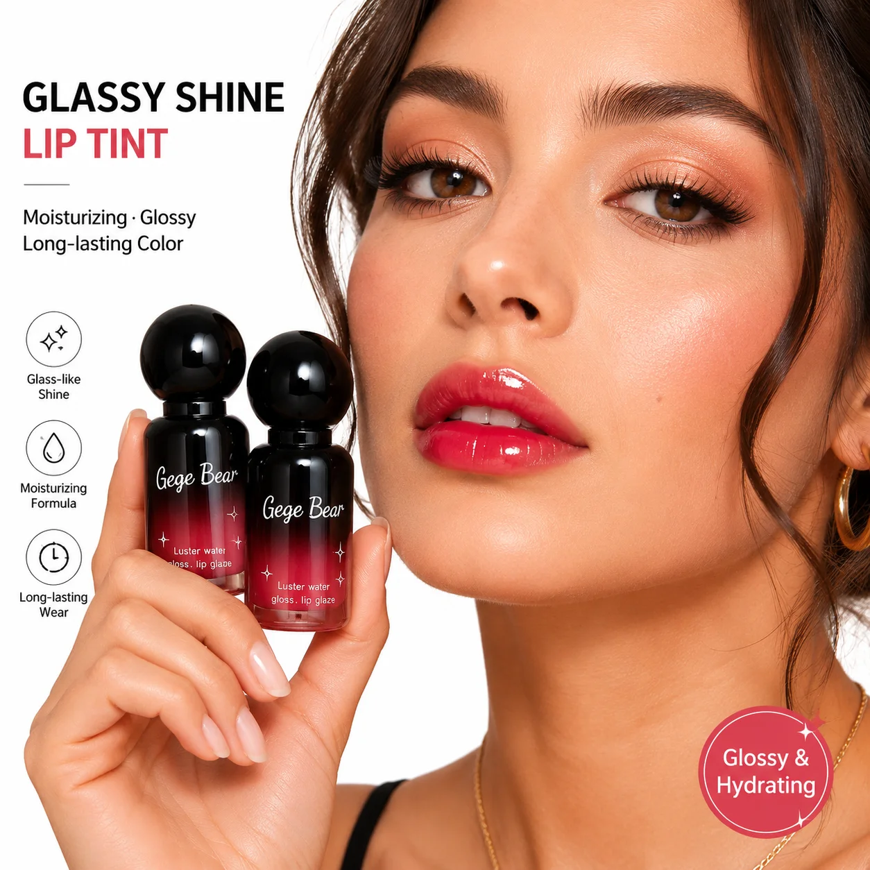 6 Color Glass Water Gloss Mirror Lip Gloss Lipstick Cosmetics Long Lasting Waterproof Easy To Color Natural Berry Red Lip Makeup