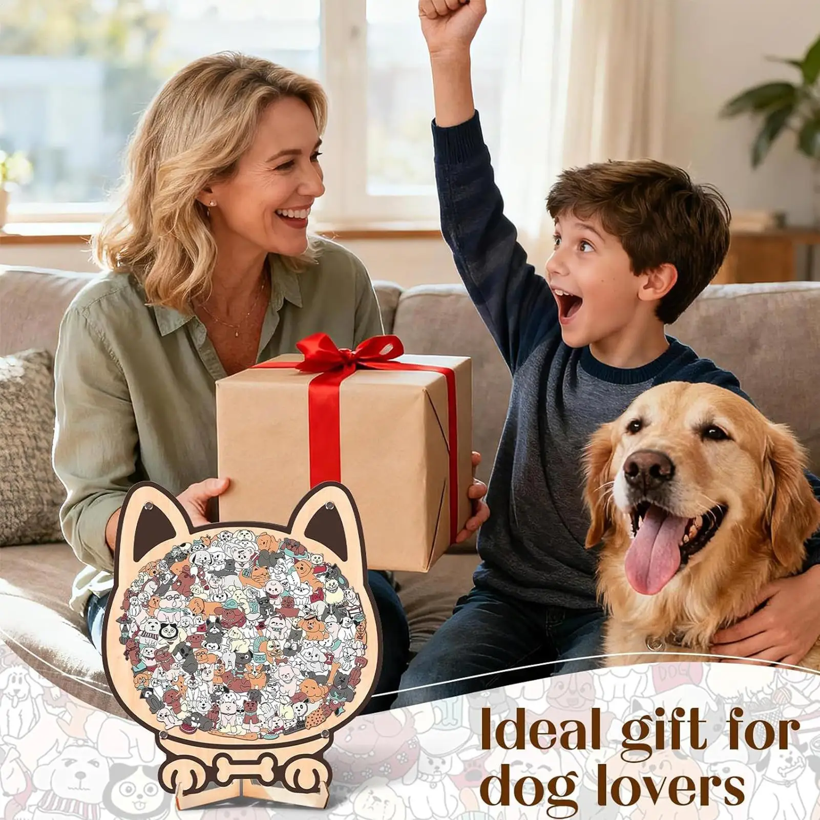 Puzzles en bois pour chiens pour adultes, 135 pièces, Puzzle de défi en forme de chien, pour anniversaire et vacances, éducatif