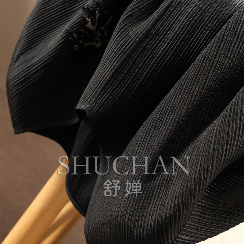 New Bead Embroidery Silk Smooth Crepe Loose Bat Shirt Women 86A7 Blusas De Verano Mujer  Women Tops