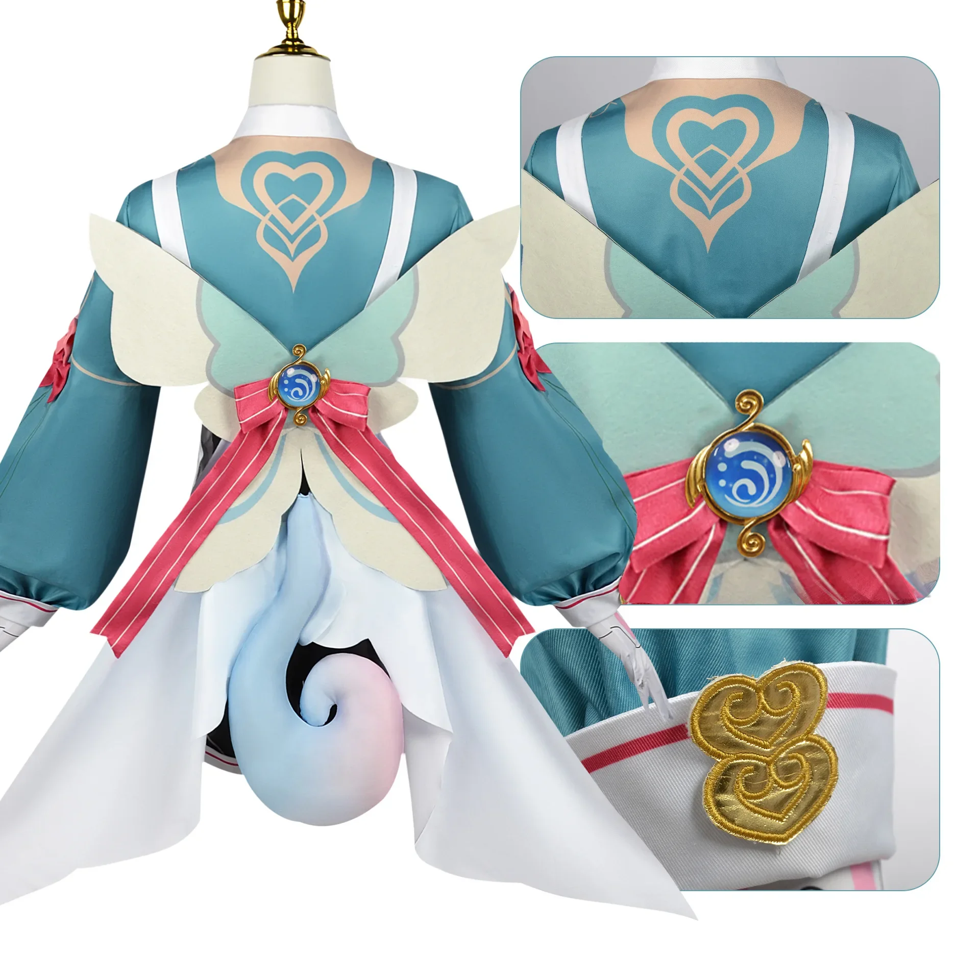 CosplayAnime Sigewinne, disfraces de Cosplay, peluca, accesorios, zapatos, conjunto de uniforme Sexy de lujo, traje de sirvienta