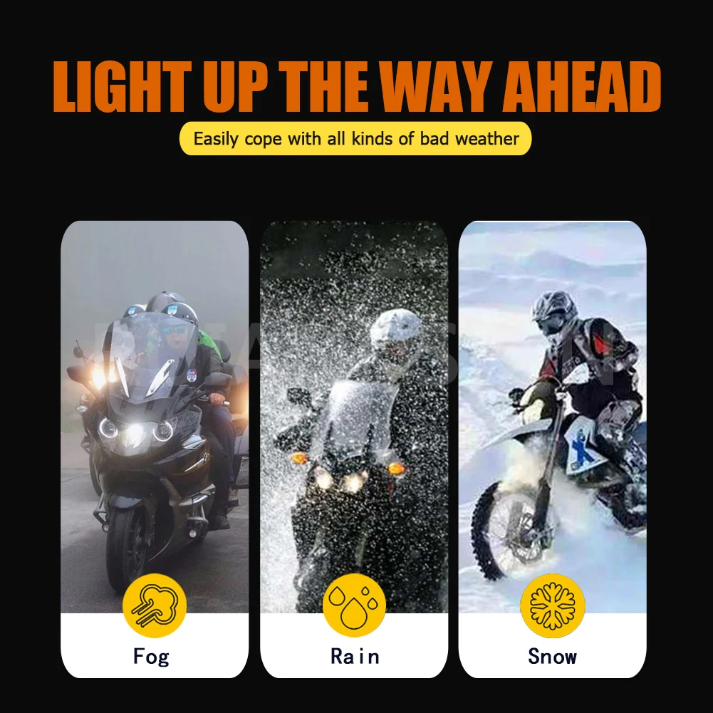 Universal BA20D LED Motorcycle Headlight Fit Truck Led Bulb Motorbike 6000K White Yellow Hi/Lo Beam DC8-24V Super Bright 20000LM