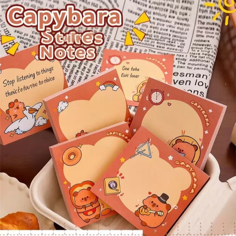 Kawai Gift Kapibara Non Adhesive Note for Students Cute Handbook Decoration Material Paper Cartoon Capybara Tearable Memo Pad