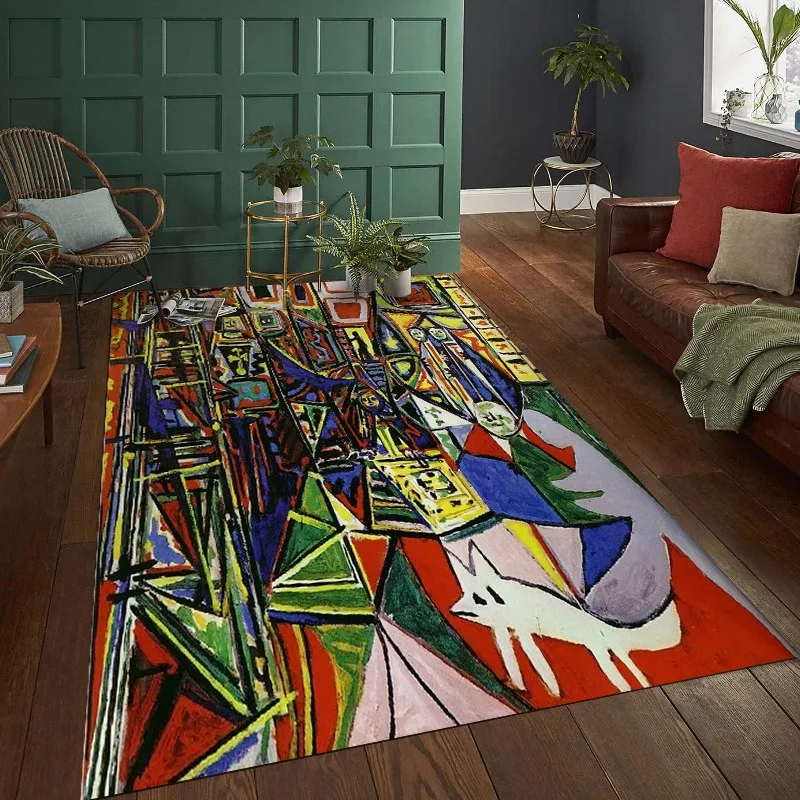 Abstract Painting Artistic Living Room Carpet Foldable Machine Washable Coffee Table Plush Mat Bedroom Fluffy Rug Ковер Tapis 러그
