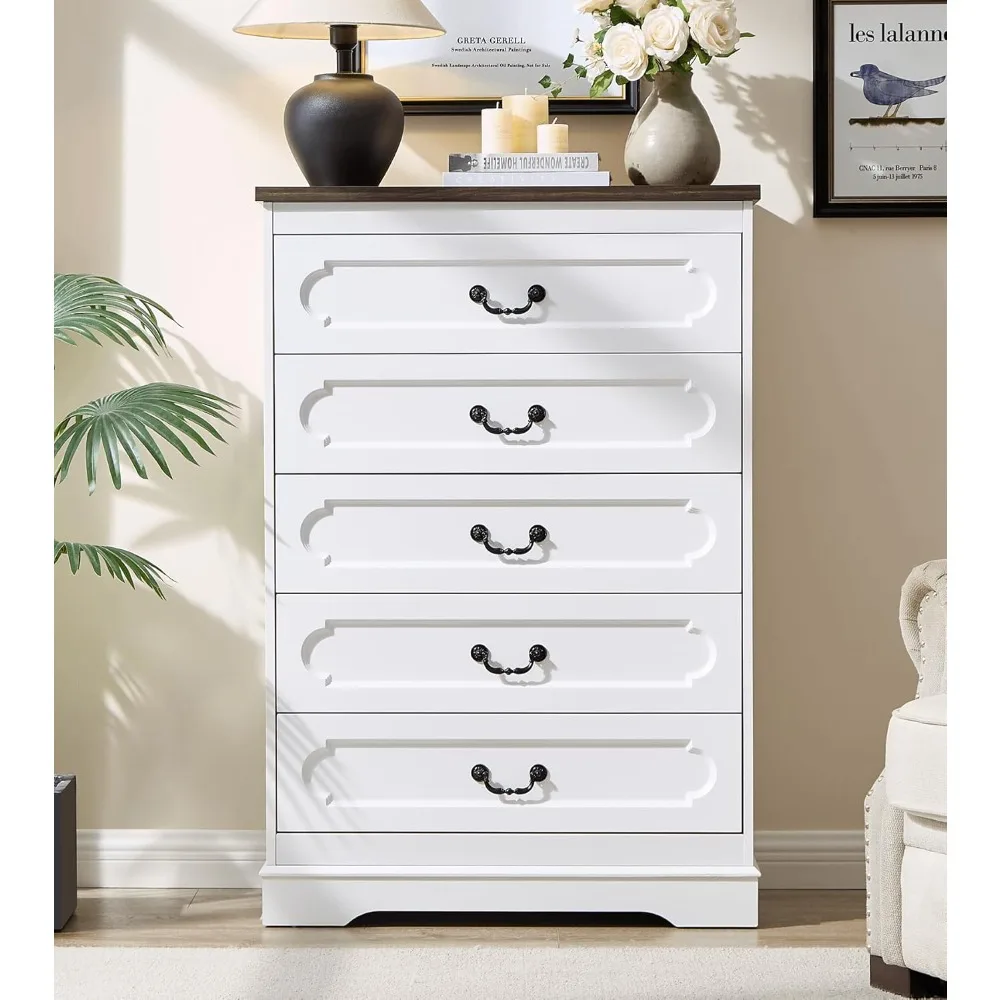 

5 white wooden drawers wardrobe