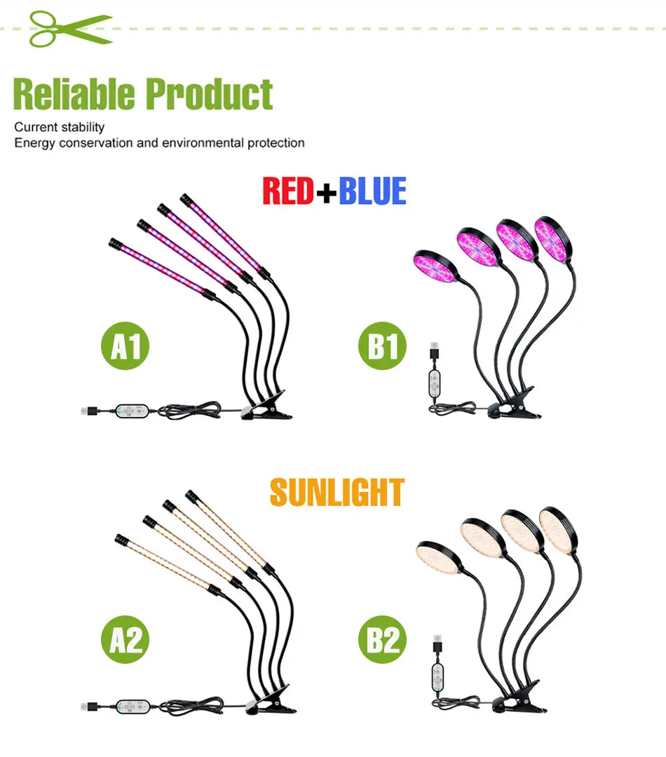 LED نمو النبات ضوء الطيف الكامل صندوق النمو الداخلي بوعاء زهرة البذور زراعة مصباح مع توقيت عكس الضوء السيارات تشغيل/إيقاف USB 5 فولت
