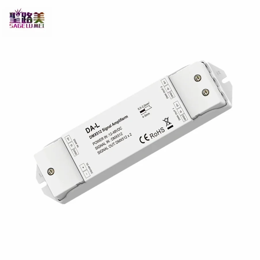 DC12V-48V 2 Channels DMX RS-485 Signal Amplifier DA-L 24V 36V 2CH DMX512 Signal Repeater Controller For LED Strip Lights Lamp