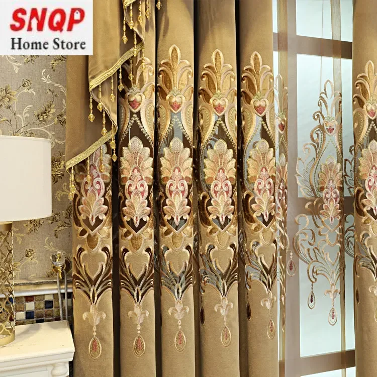 

Curtains for Living Room Dining Bedroom High-end European Style Baby Cashmere Luxury Atmosphere Simple European Customization