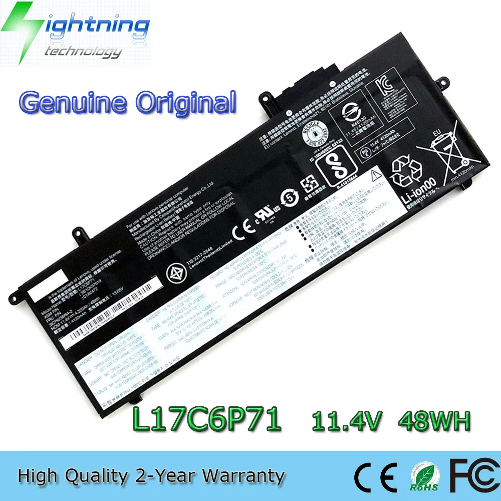 Brand New Genuine Original L17C6P71 11.4V 48Wh Laptop Battery for Lenovo ThinkPad X280 A285 01AV470 01AV472 L17M6P71 L17L6P71 et