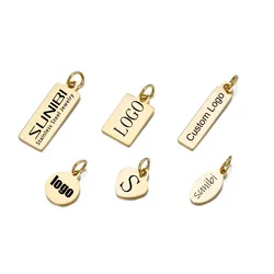 SUNIBI Custom Logo Tags Stainless Steel Charms for Necklace Bracelets 6 Sizes to Choose Jewelry