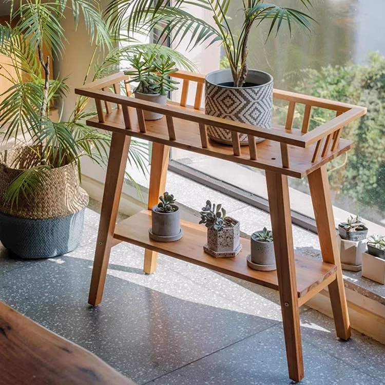 

Customizable Solid Wood Flower Stand Living Room Balcony Shelf Indoor Flower Pot Shelf Multi-layer Floor Type