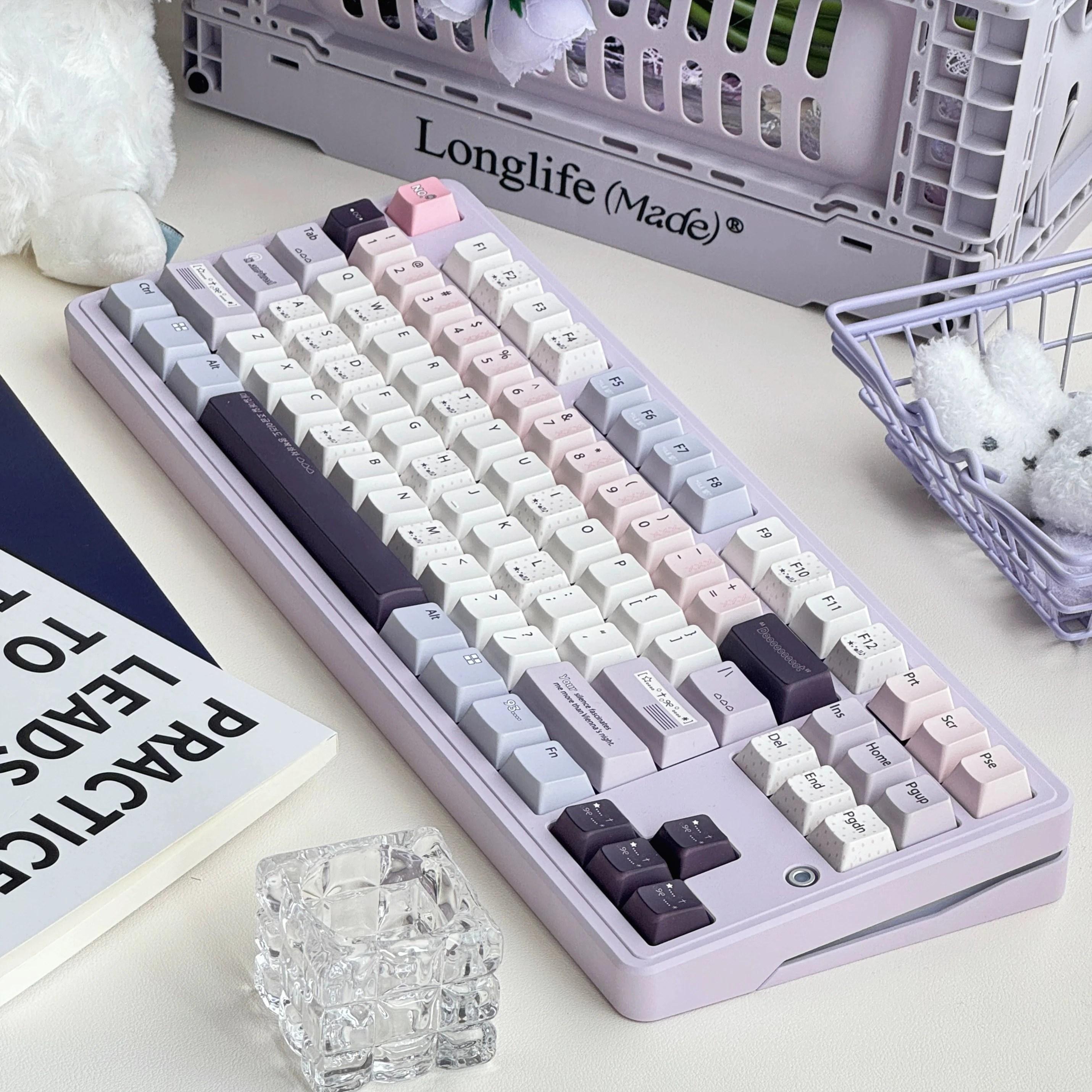 MAIMOOO Keycap Dreamy Simple Pink Purple Korean Ins Style Cherry Pbt Personalized Magnetic Switch Keyboard Keycap