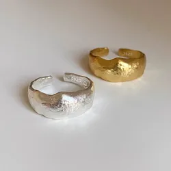 925 Sterling Silver Rings for Women Couple Minimalist Handmade Simple Shinning Gold Ring Party Jewelry Gift Prevent Allergy