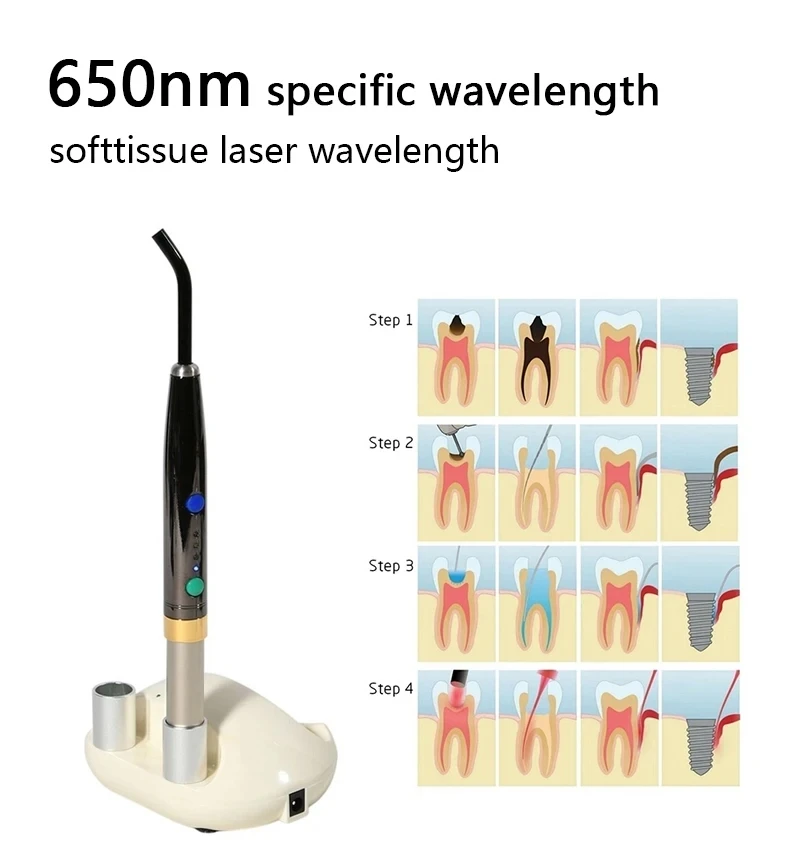 Stomatologiczna terapia laserowa niskiego poziomu Dezynfekcja aktywowana zdjęciem (PAD) Laser światła/diodowy uzdrawiający SE-E045