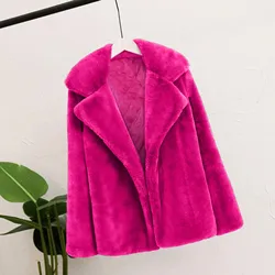 Giacca invernale in pelliccia sintetica pelosa donna cappotto spesso caldo capispalla anteriore aperta solido giacca soffice in peluche femminile 2024 vestiti invernali