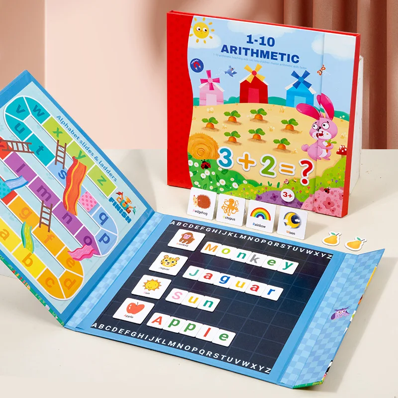 Magnetic Letter Number Spelling Book Montessori Children Early Educational Arithmetic Counting Toys Letter Matching Puzzle Game