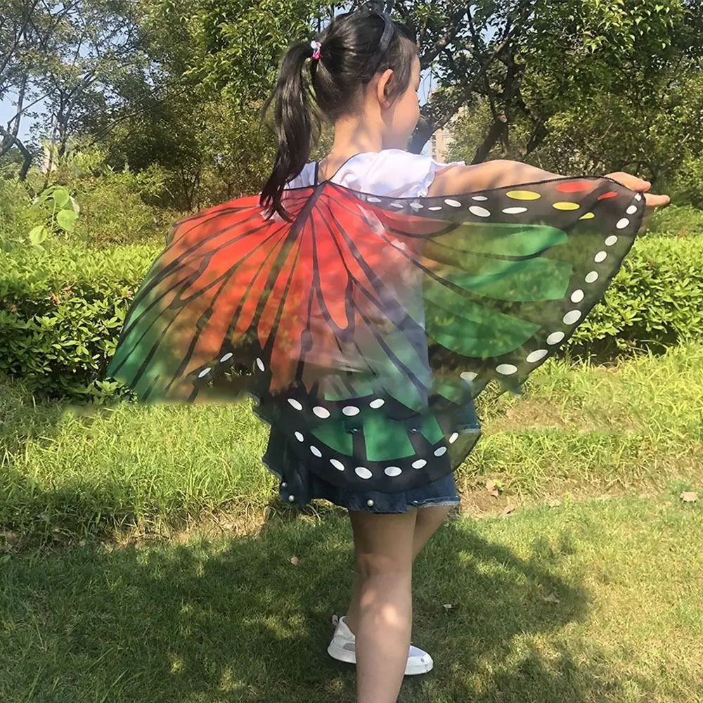 Kids Butterfly Wings Cape Girls Fairy Shawl Pixie Cloak Fancy Dress Costume Gift