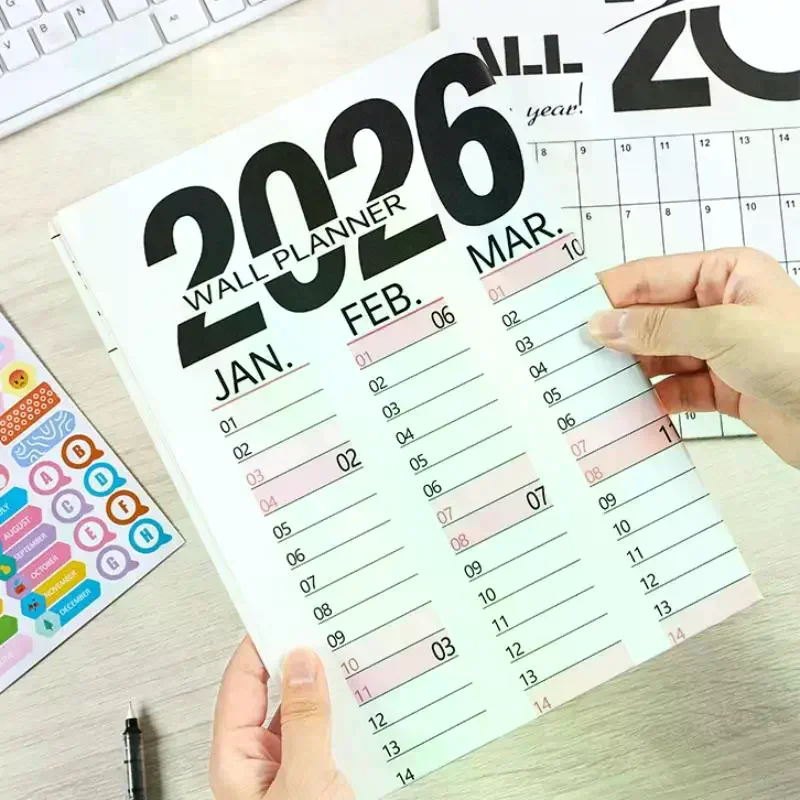 

2026 Wall Calendar Single Schedule Sheet Annual Wall Hanging Calendar Blank Gird Memo Daily Planner Simple Room Decoration