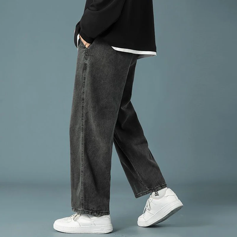 

Men Daily Simple Outside Sports Casual Jeans Male Basic Straight Leg Denim Pants Popular High Quality Wide Leg Denim Trousers