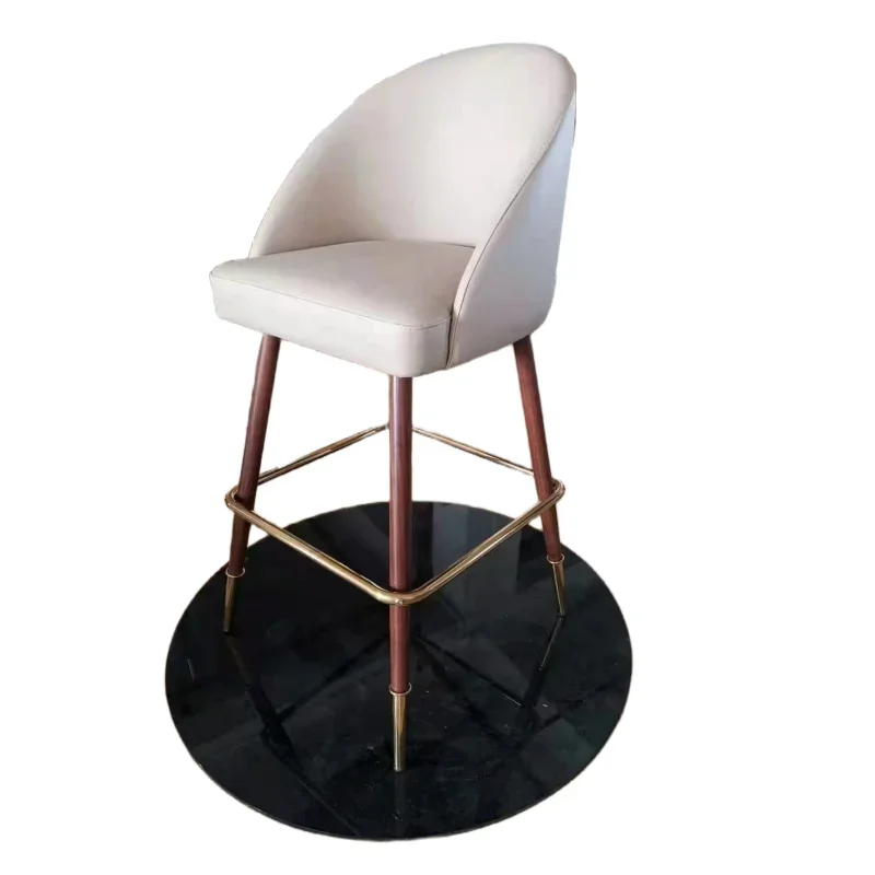 

wholesale leisure leather high bar chair with back modern wood upholstery metal steel bar stool for cafe bar home kitchen bistro