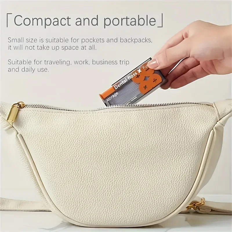 Mini Pop-up Floss Dispenser, Portable Automatic Dental Floss Picks Case, Refillable Toothpick Container, Travel Oral Care Kit