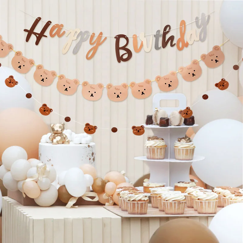 

Cute Bear Garland Happy Birthday Banners For Bear Themed Birthday Party Banners Decoration Gender Reveal Baby Shower Supplies