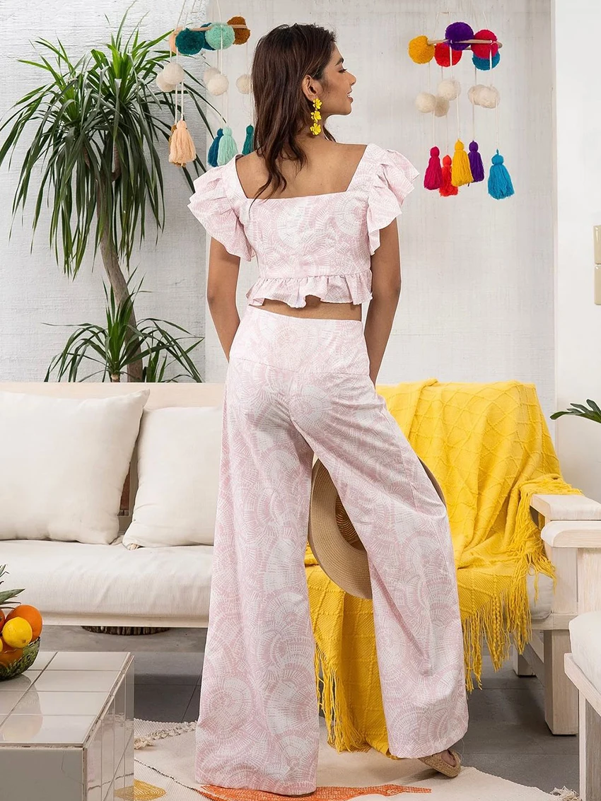 Marthaqiqi Printing Female Nightwear Set Short Sleeve Pajama V-Neck Nightgown Crop Top Nightie Pants Casual Women Sleepwear Suit