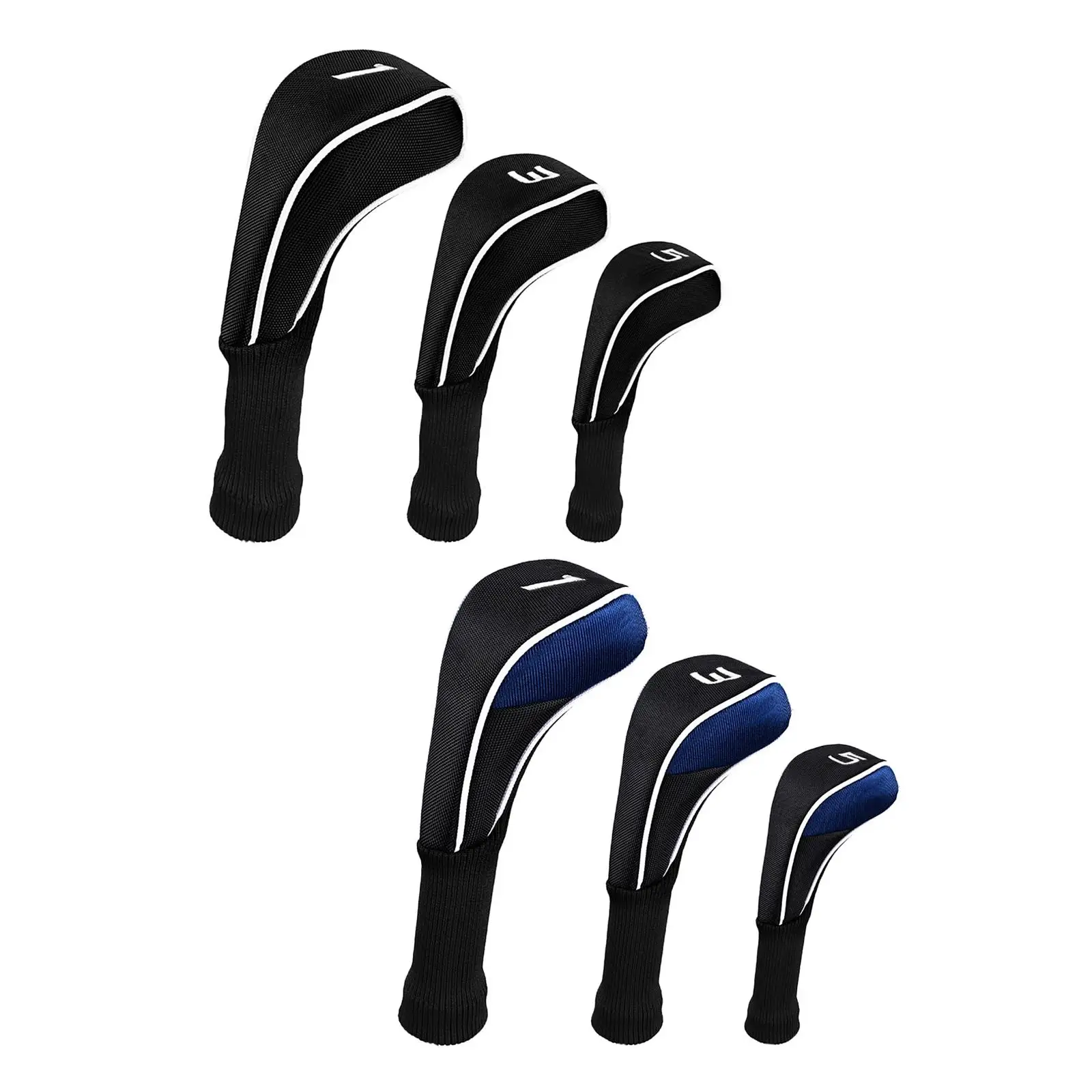 Interchangeable Number Tag Golf Club Headcover Set Blue Fairway Hybrid Driver Guard for Golfer Golf Accessories