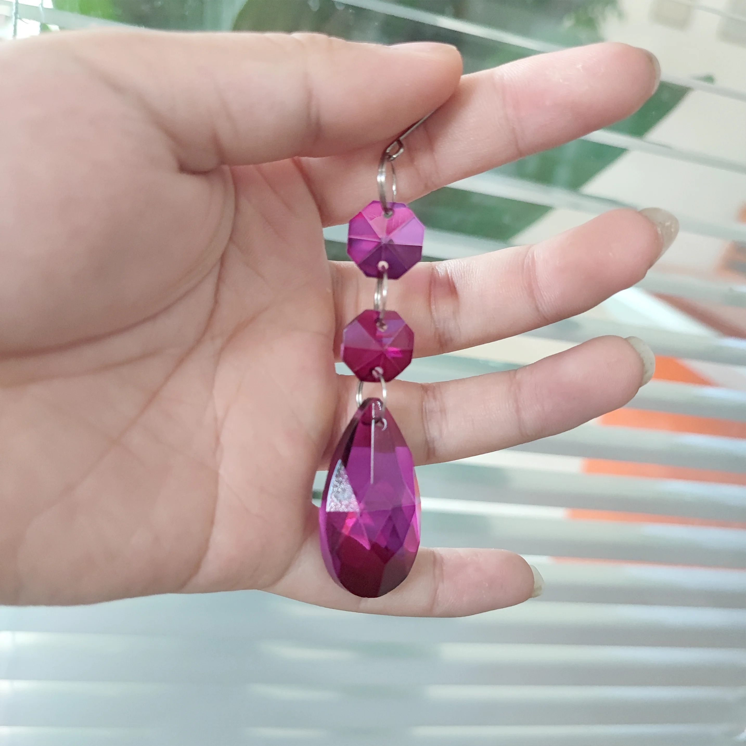 [Sparkling Sun Catcher] 6pcs Crystal Water Droplet Sun Catcher - Sparkling Prism Window Decor for Christmas Halloween, Handcraft