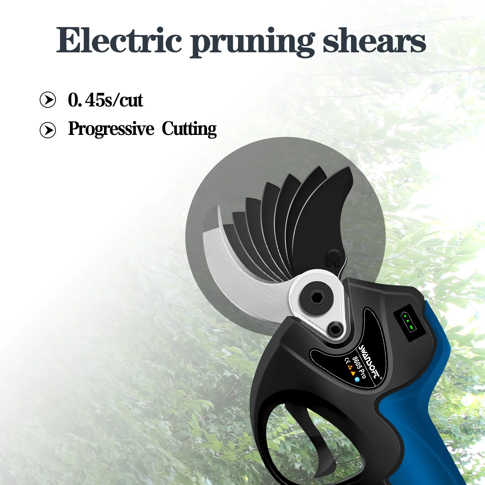 Portable Cordless Electric Pruning Shears Rechargeable Battery Powered Tree Branch Pruner Garden Clippers 40mm Cutting Diameter