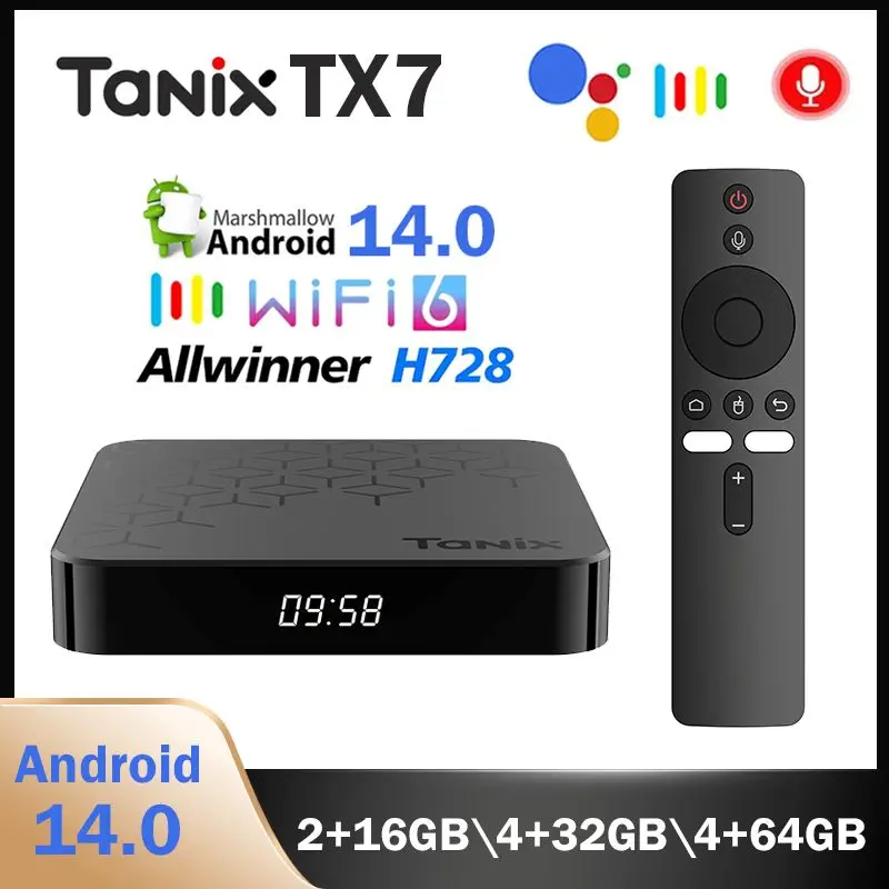 

ТВ-приставка TANIX TX7 на Allwinner H728 Octa Core, Android 14.0, медиаплеер с поддержкой 8K ULTRA HD, 1000M LAN, Wi-Fi 6, BT5.0